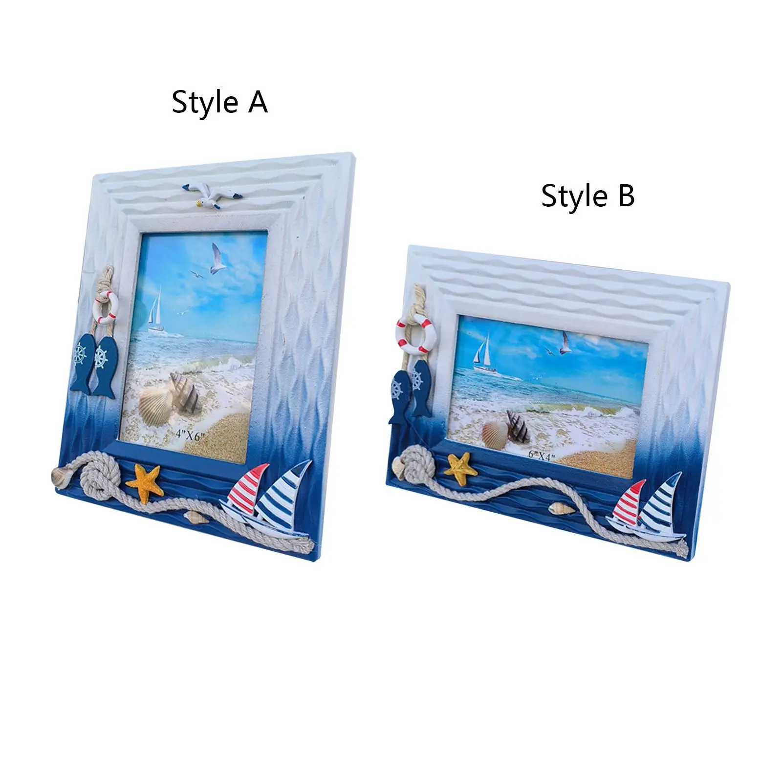 Nautical Theme Photo Holder Ornaments Poster Desktop Shell Coffee Shop Decoration Summer Vacation memory crafts Picture Frame