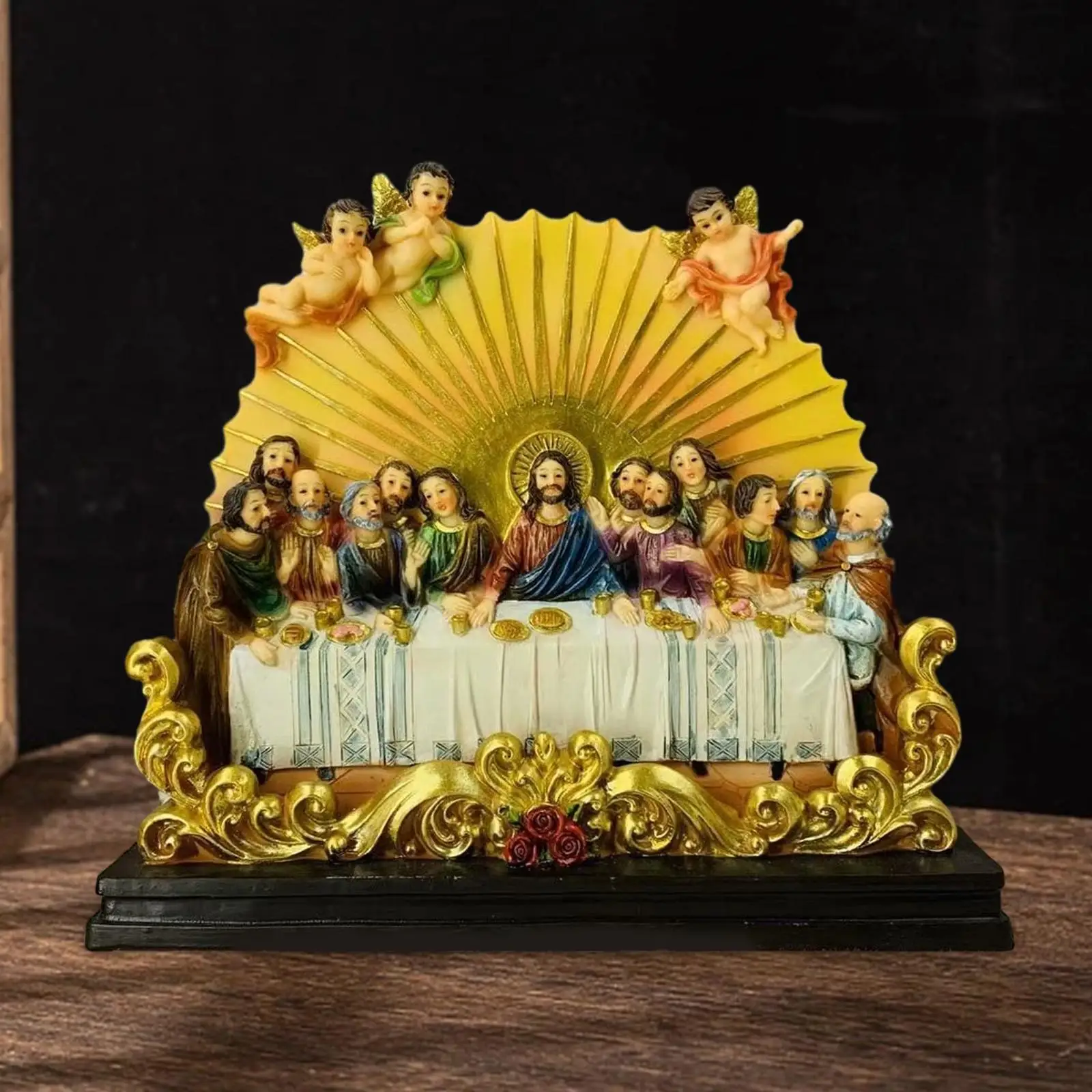 Resin Last Supper Sculpture Statue Home Decor Crafts Religious Statue Sculpture for Bedroom Home Living Room Office Decoration