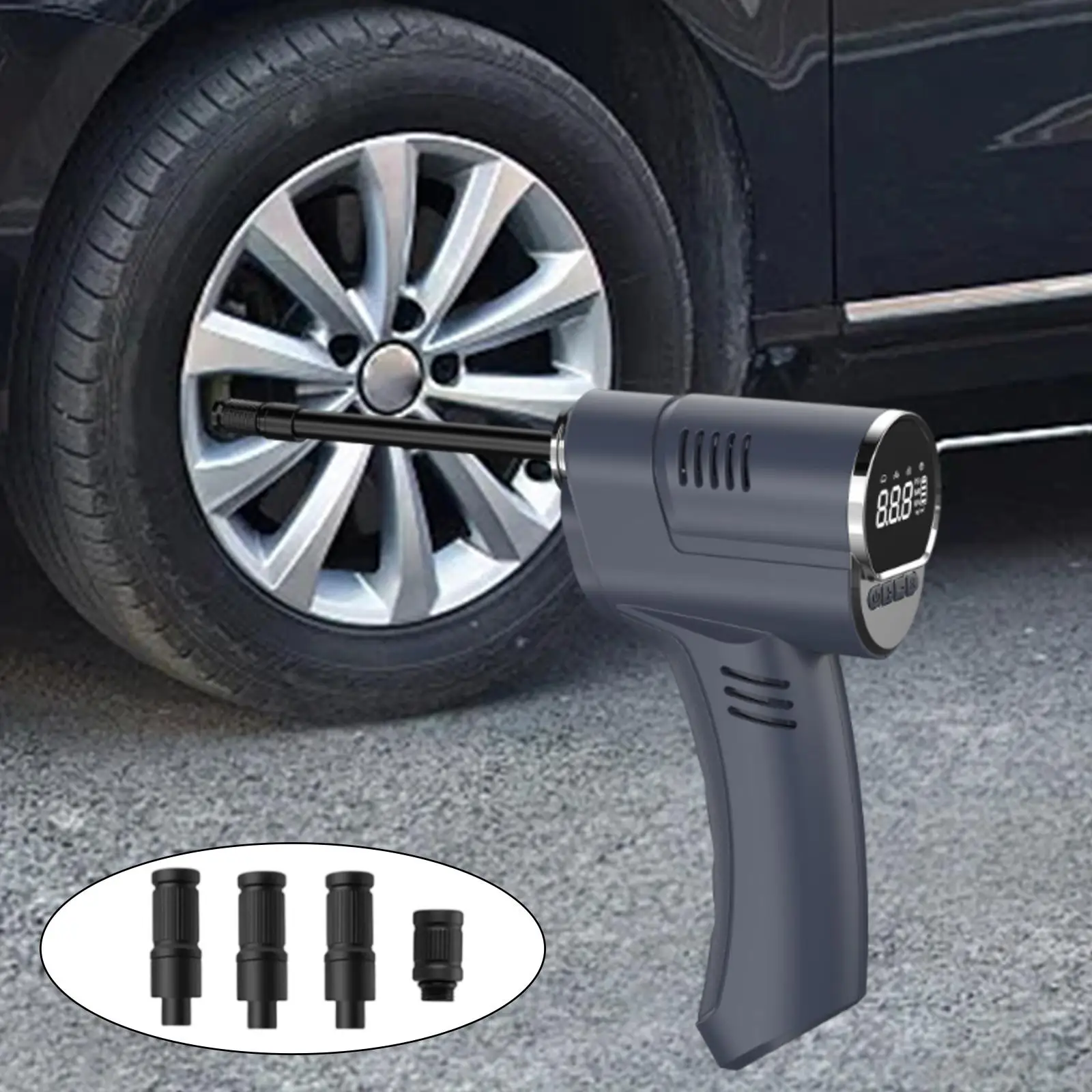 Cordless Electric Digital Tire Pump Car Tire Inflator Handheld Car Tyre Pump USB Charging Rechargeable Digtal Display 7.4V 50W