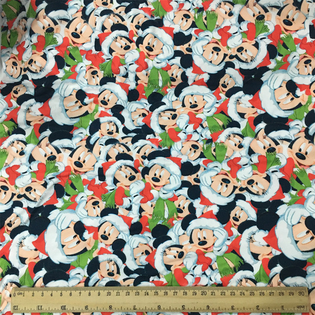 Disney Mickey Mouse & Friends Vintage Christmas Fabric by The Yard Micro-Knit 58 | Fabric Street