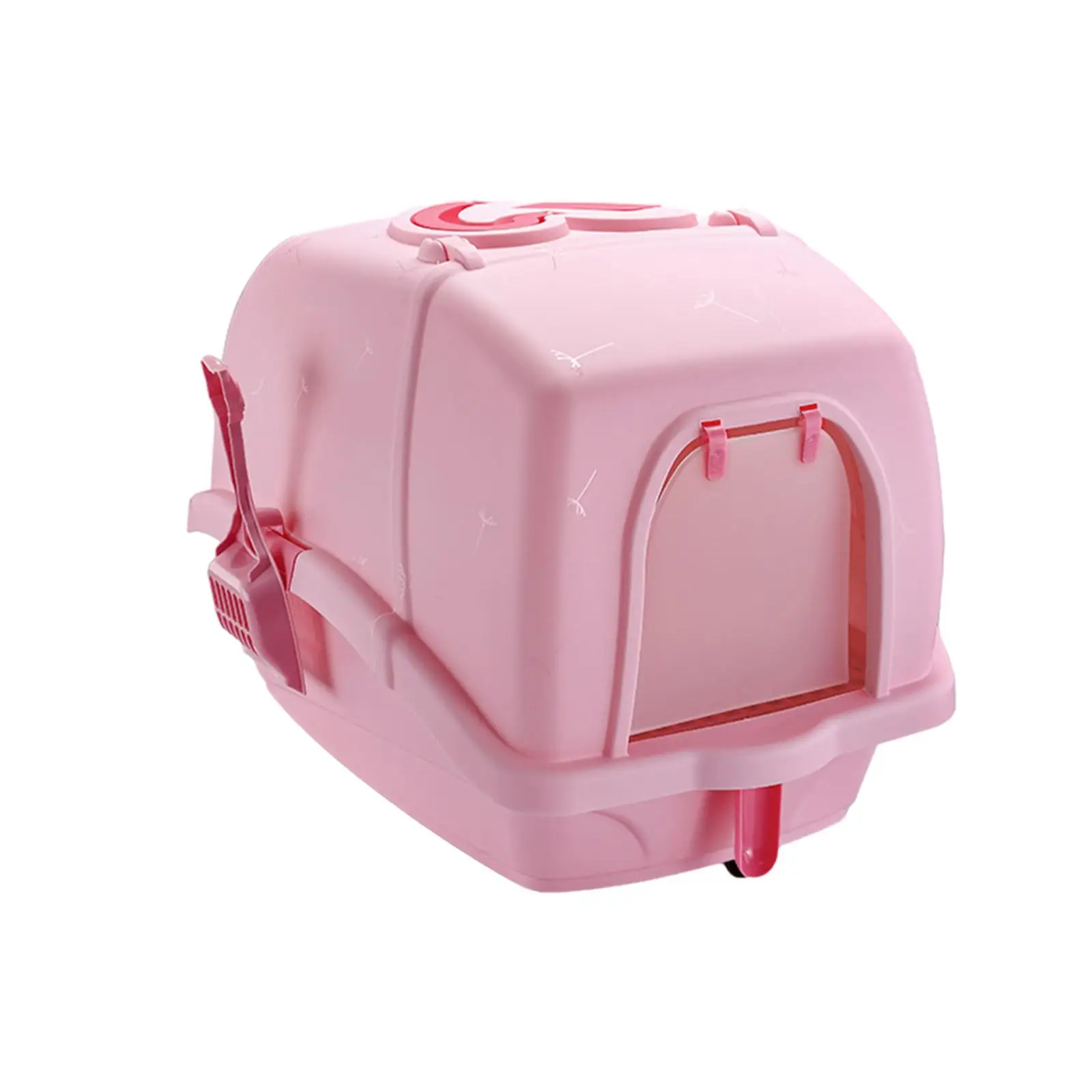 Enclosed Cat Litter Box Heavy Duty Two Way Movable Door Easily Access for Cleaning Anti Splashing Hooded Cat Bedpan with Spade