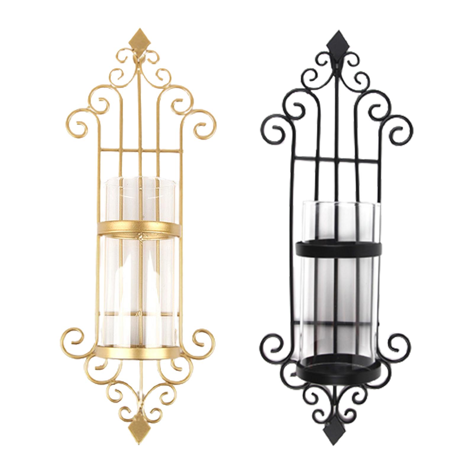 2 Pcs Wall Sconce Candle Holder, European Style Metal Wall Art Decorations for Living Room, Bathroom, Dining Room