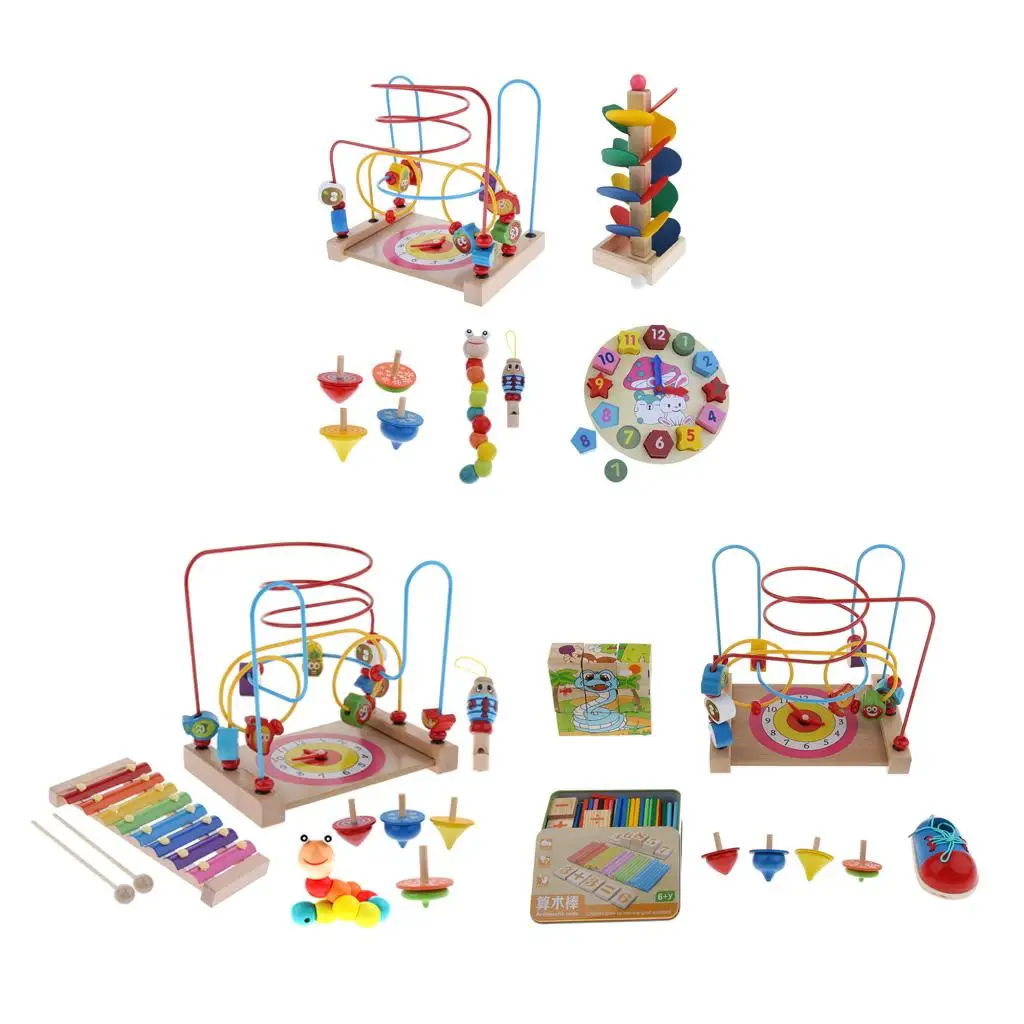 Colorful Wooden Around Beads Children Baby Educational Toy,Assorted Model Set