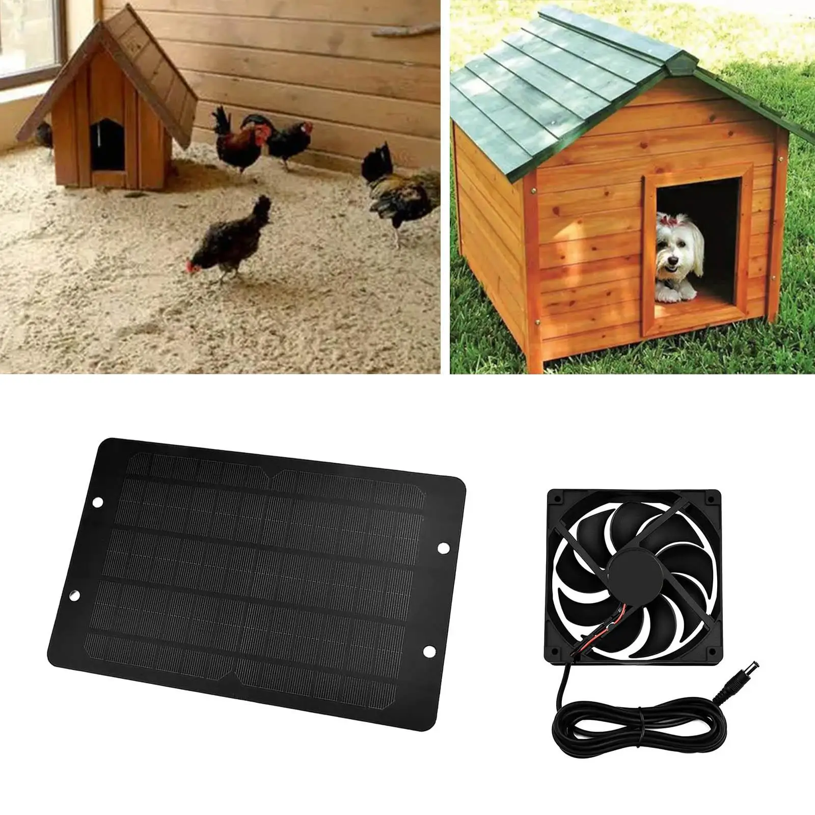 10W Solar Panel Kit 10W Waterproof Solar Powered Fan Kit Solar Powered Ventilator for Chicken Coops Pet Houses Greenhouse
