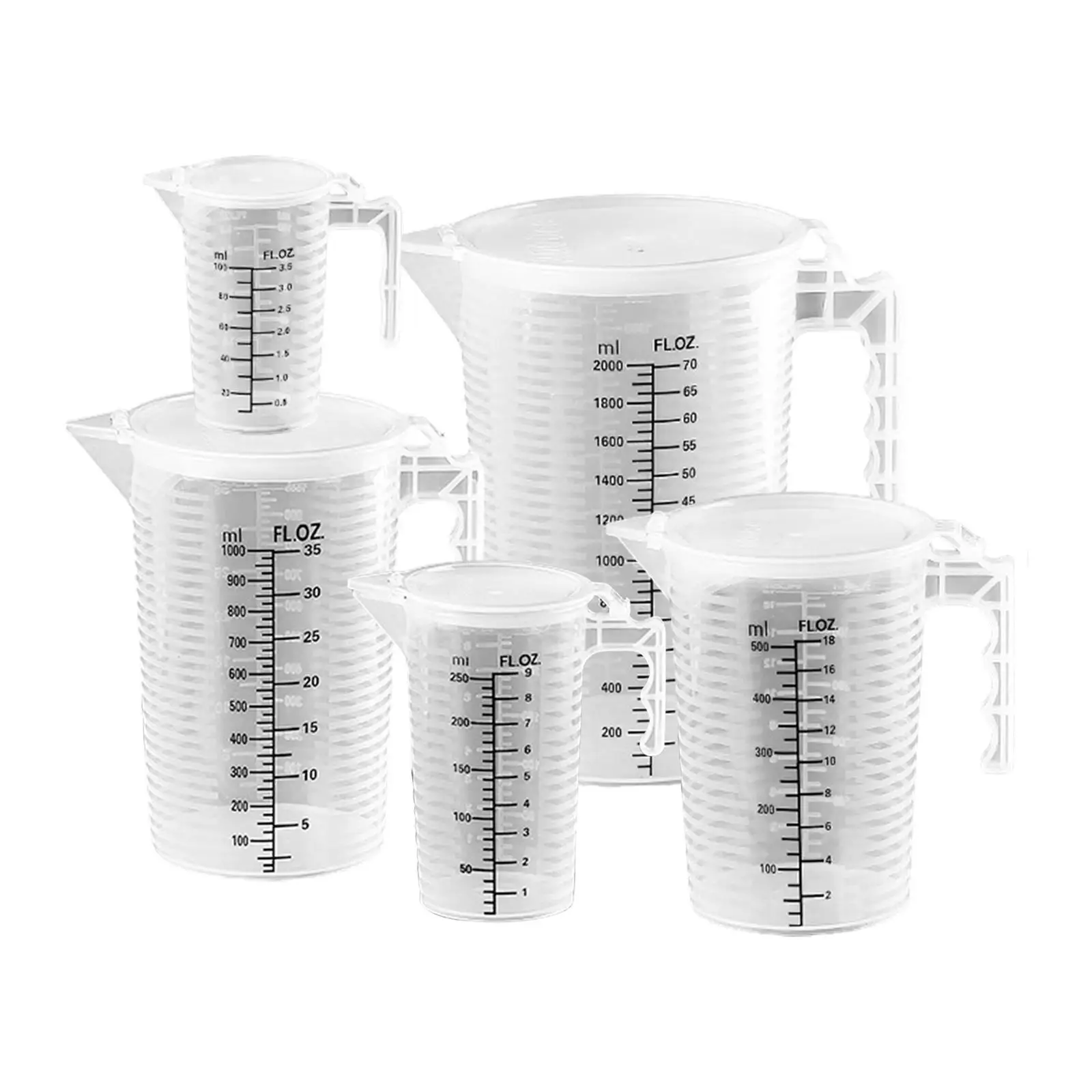 5x Plastic Pitcher 100ml 250ml 500ml 1000ml 2000ml Leakproof Water Jug with Handle for Tea Picnic Juice Cold Beverage Restaurant