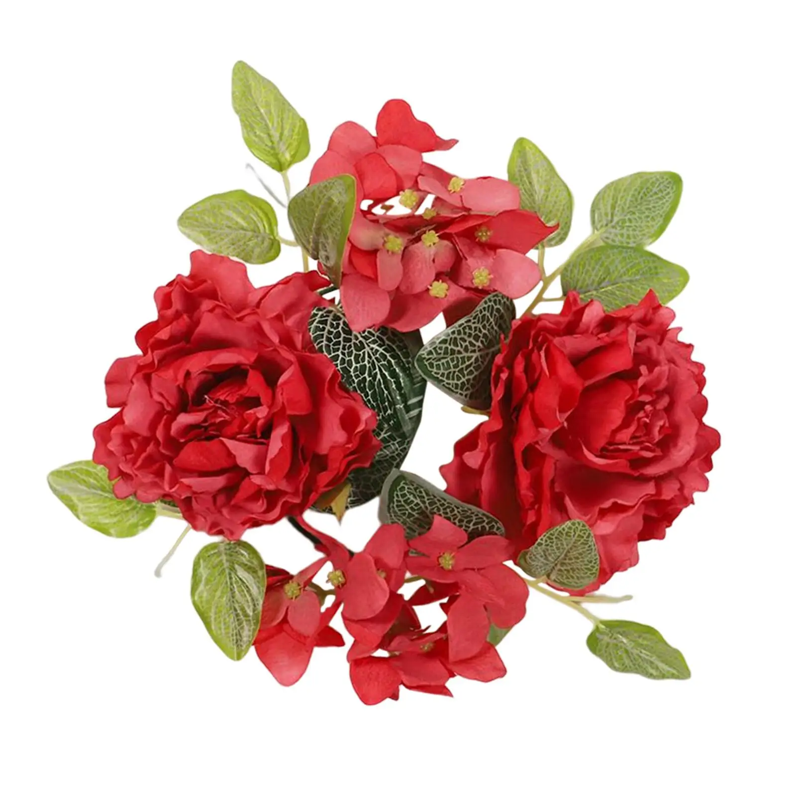 Wedding Floral Candle Rings Artificial Floral Peony Wreath Decoration Candle Rings for Thanksgiving Party Halloween Festival