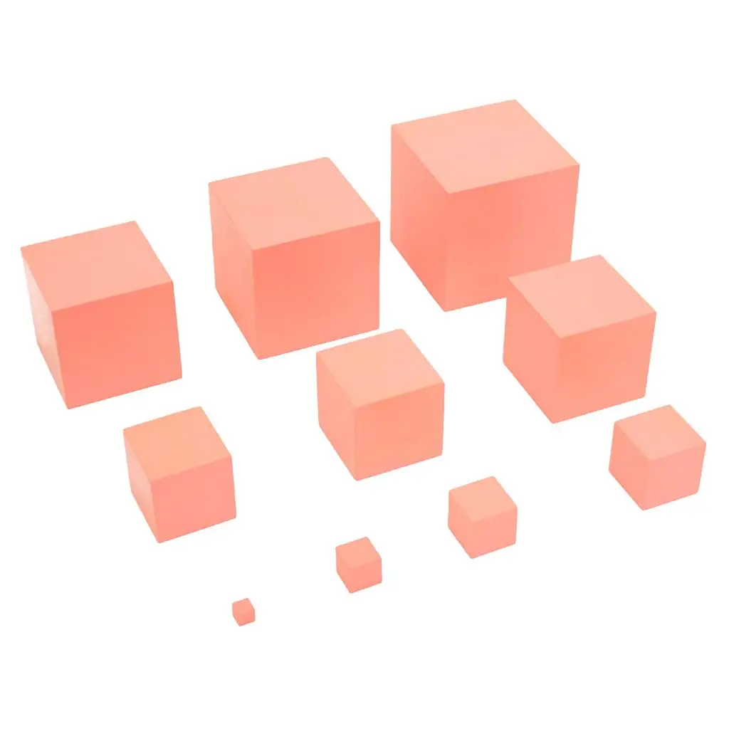 Wood 10pcs Incremental Cube Building Blocks Montessori Material Babies Toy