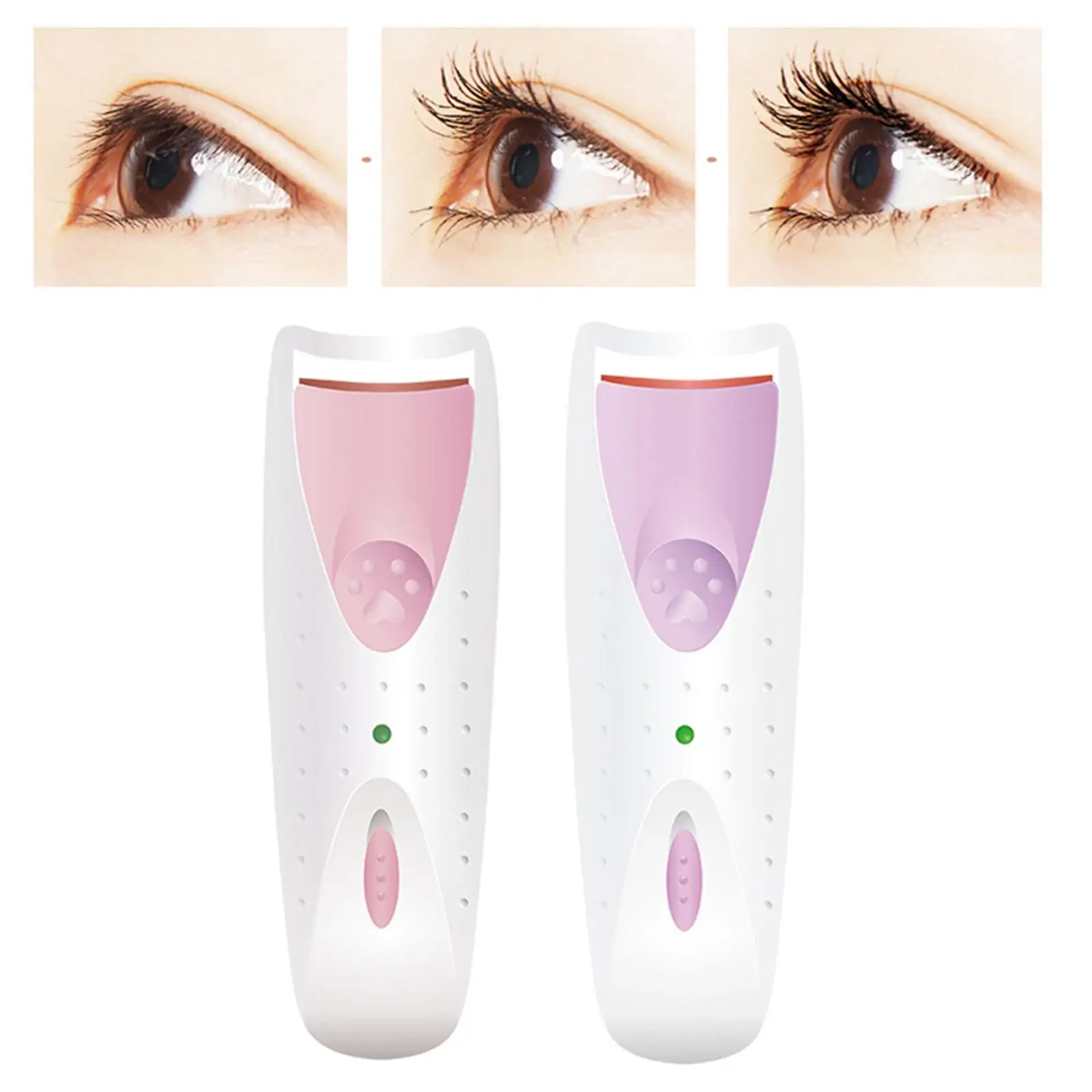 Heated Eyelash Curler Natural with Silicone Pad Quick Heating Constant Temperature Anti Scalding Battery Operated Long Lasting