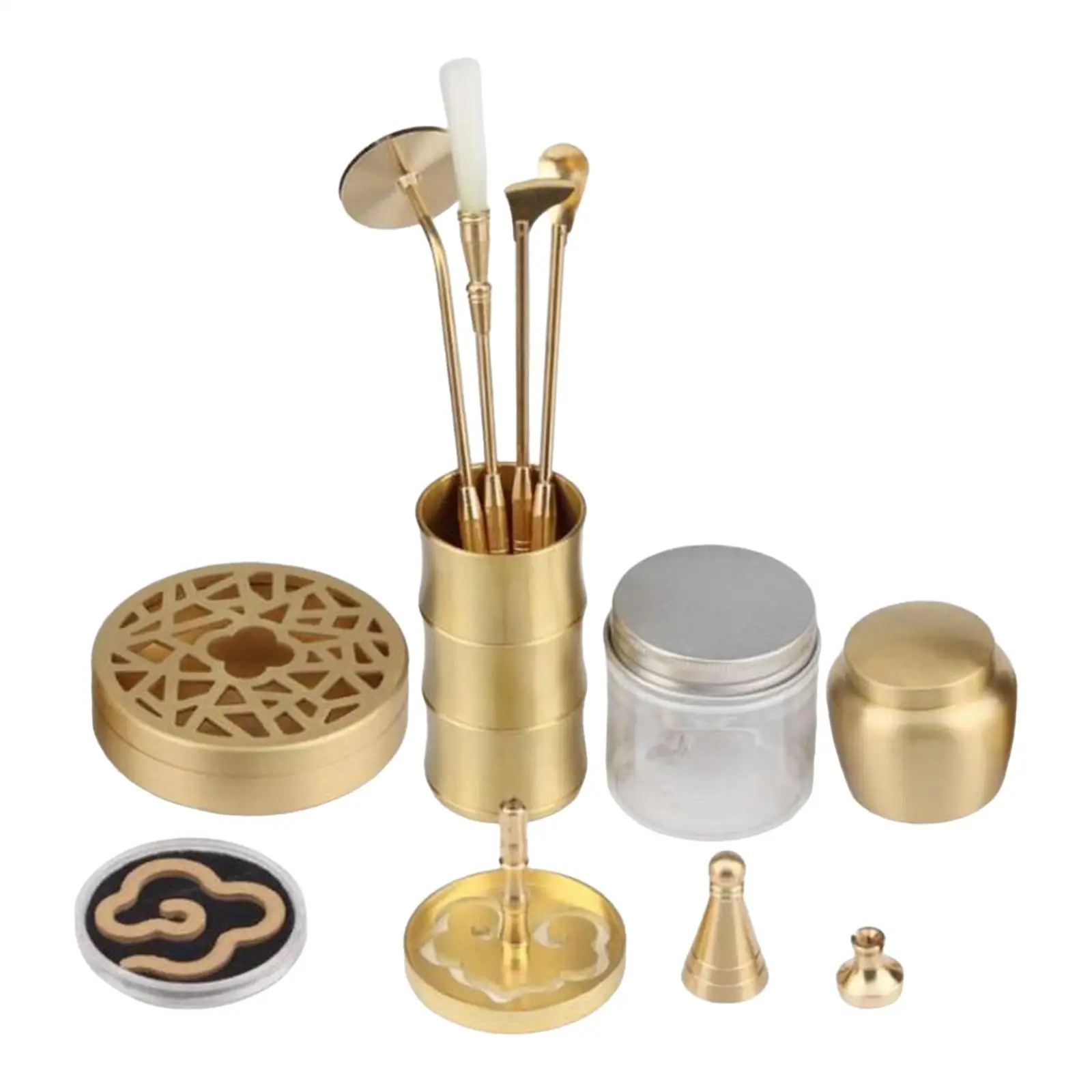 Professional Brass Incense Making Kit Censer Tool Set Incense Mold Aroma Furnace Incense Cone Press Powder for Yoga Meditation