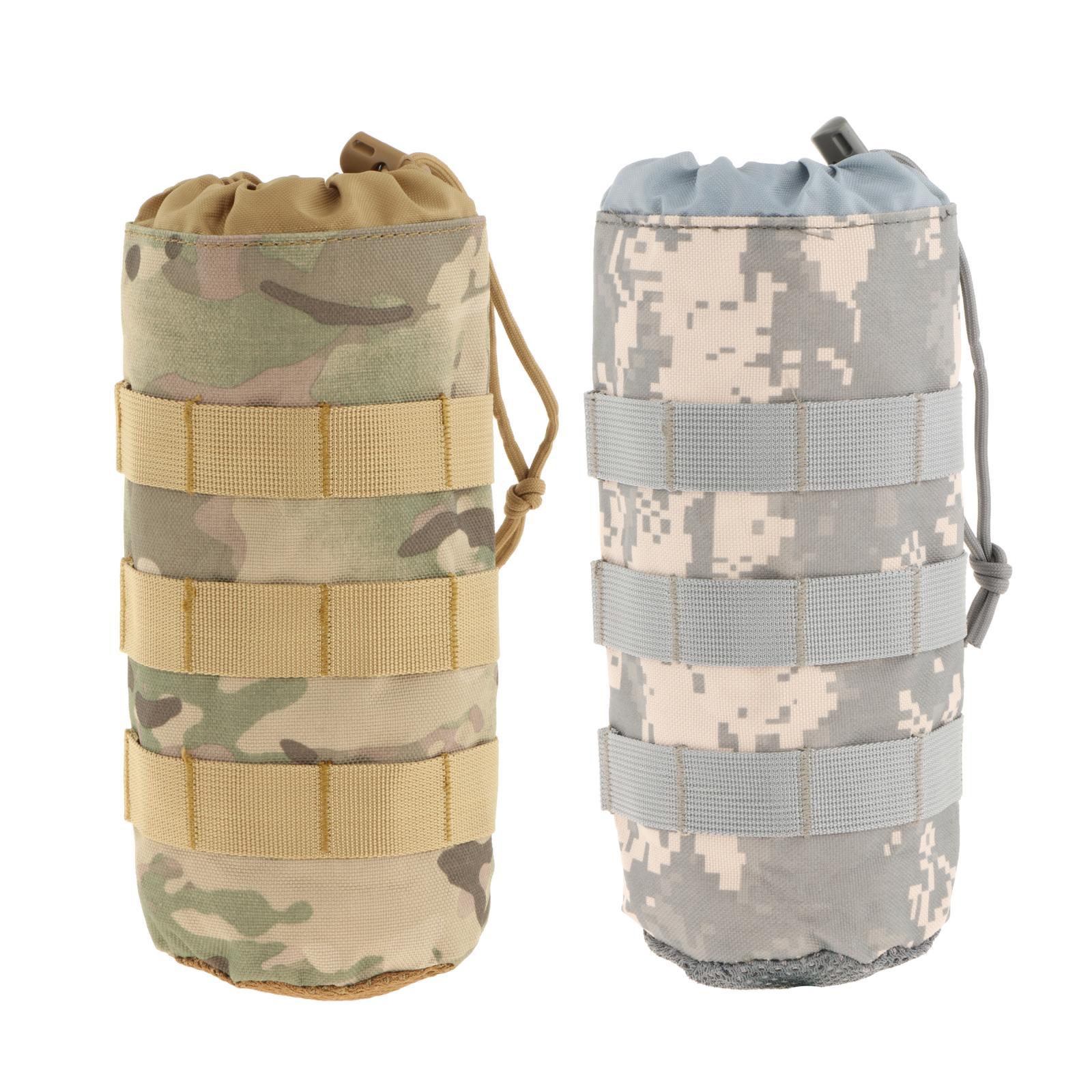 Molle Water Bottle Pouch Bag Military Outdoor Travel Hiking Drawstring Water Bottle Holder Kettle Carrier Bag for Adults