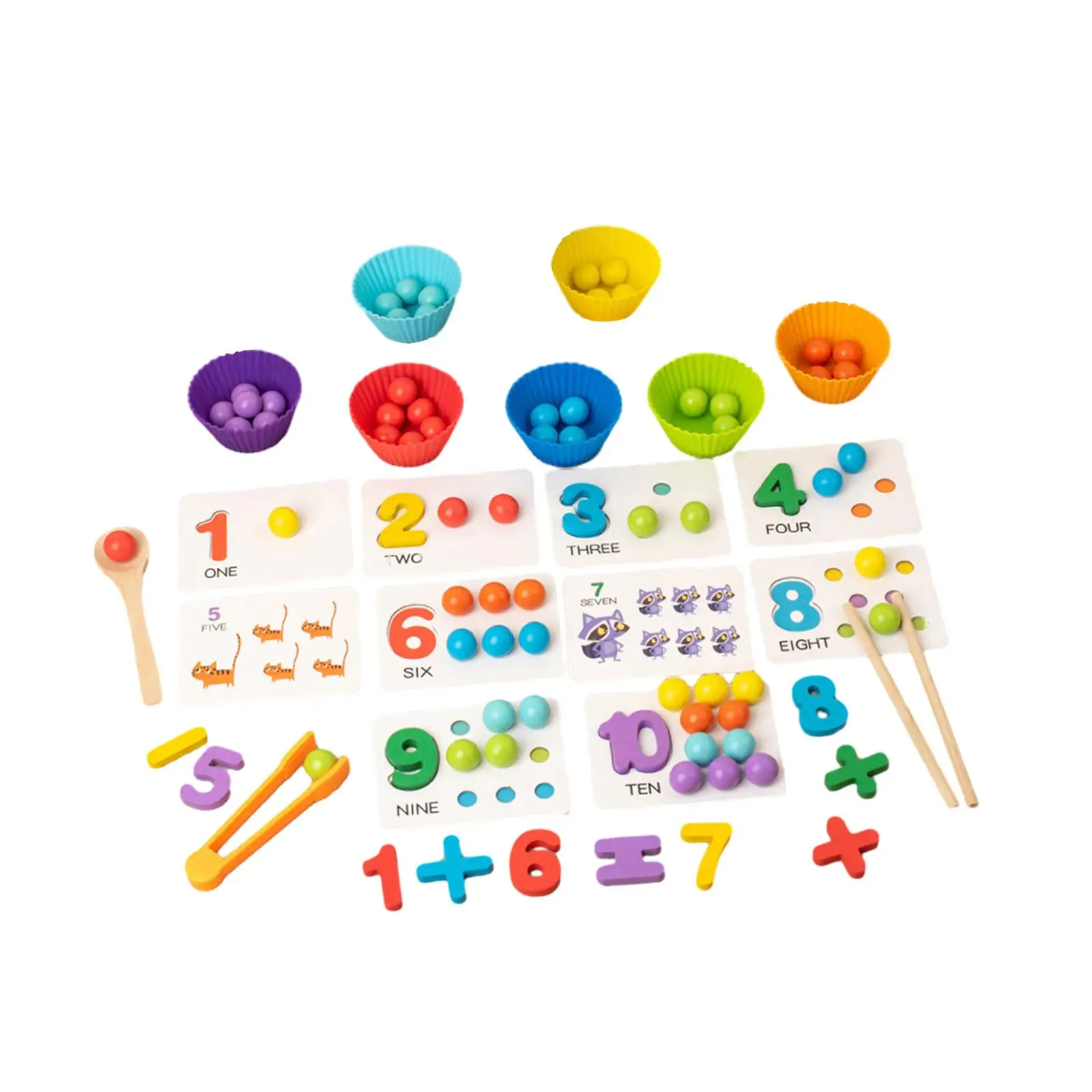 Rainbow Clip Bead Puzzle Animal Learning Rainbow Color Sorting Toys for Interaction Primary Activity Coordination Kindergarten