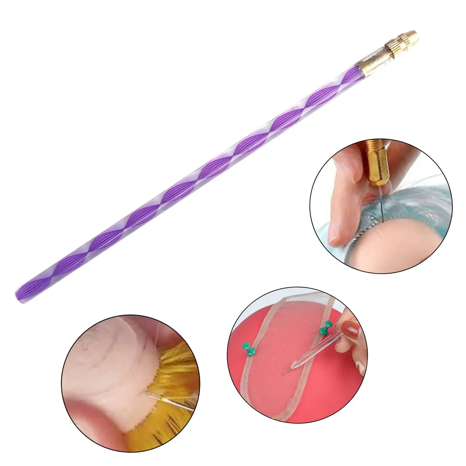 Ventilating Needles Wig Lace Beaded Hook Hairpiece Wig Easy to Use Repairing Knotting Hook for Beauty Salon Home Use Barber DIY