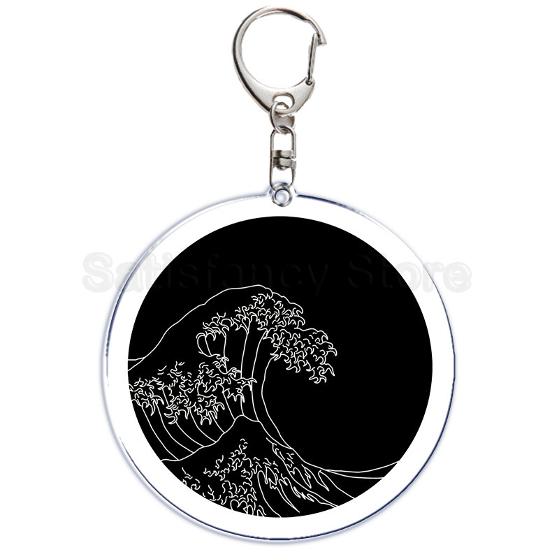 Retro Art Die Große Welle von Kanagawa Keychain Schlüssel Kette für Zubehör Nette Tasche Anhänger Schlüssel Ring Schmuck Geschenk – Detail 3