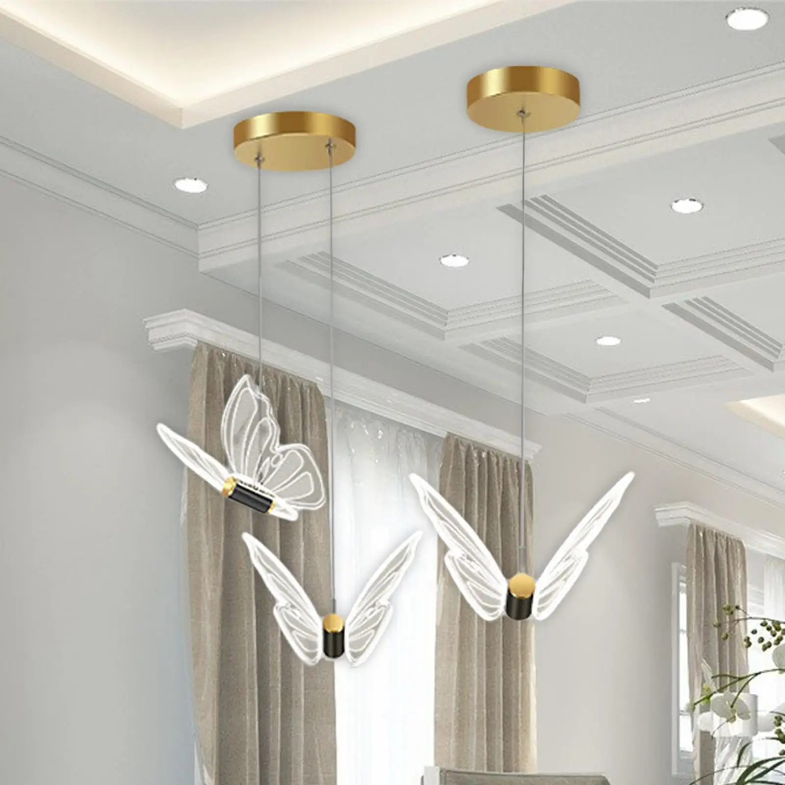 Butterfly Chandelier Hanging Lamp Pendant Light Modern Height Adjustable Droplight for Living Room Wedding Restaurant Farmhouse