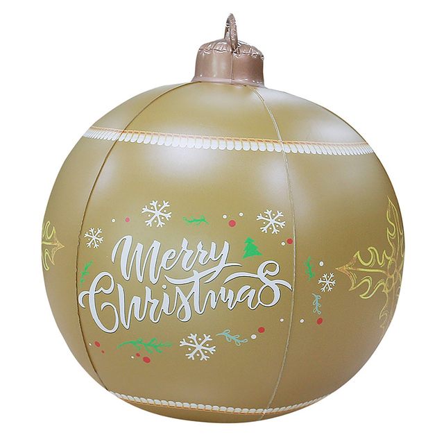 Christmas Decoration Gifts Under PVC Inflatable Christmas Ball with Large Weight Stand Firmly on The Yard, 24 inch Large Outdoor Decorated Ball