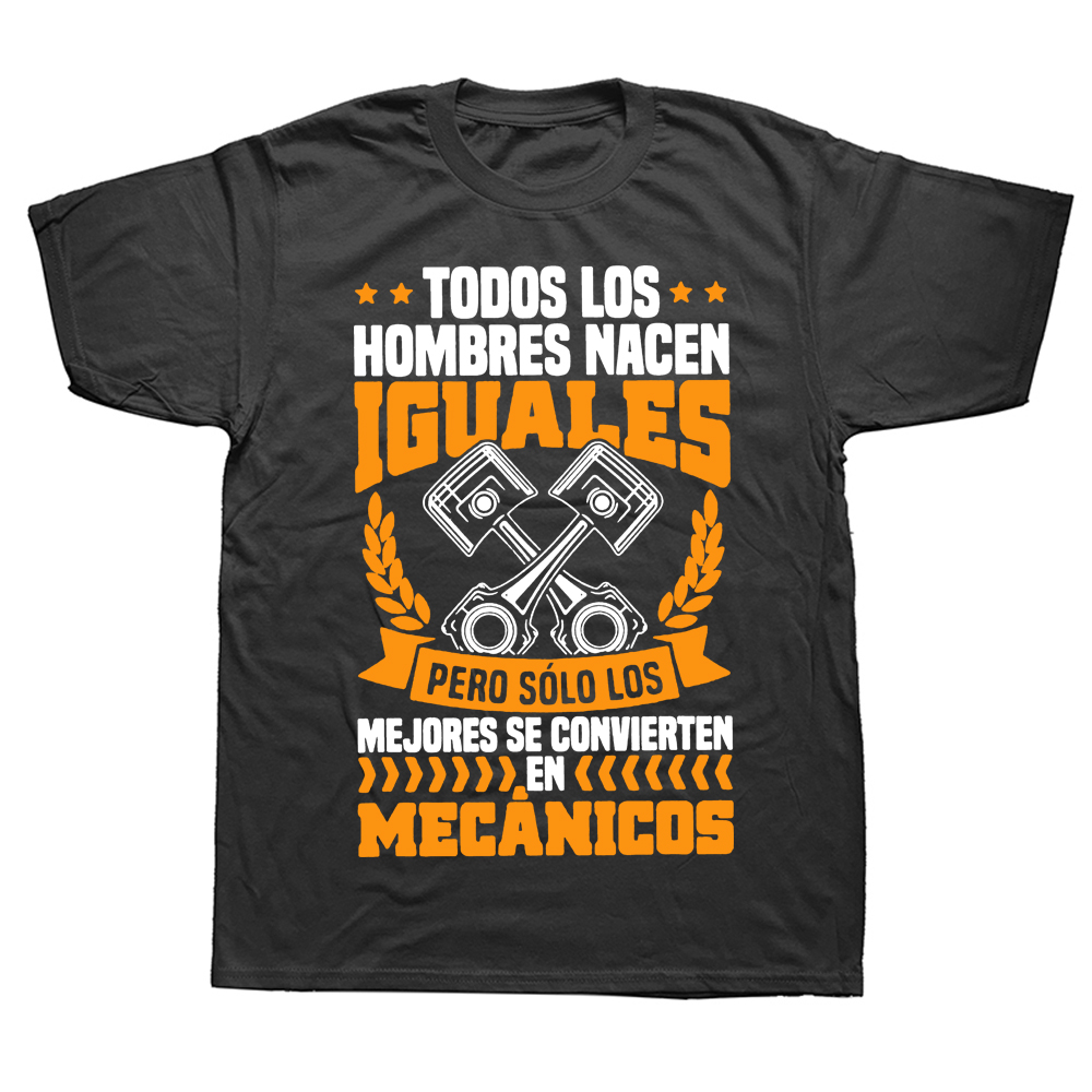 Autowerk statt T-Shirt lustige spanische Texte mechanische Arbeiter Papa Geschenk Retro T-Shirts Baumwolle Unisex weiche T-Shirts EU-Größe – Detail 3