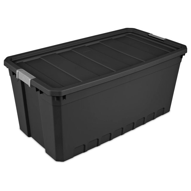 Sterilite 40 Gallon Wheeled 2024 Industrial Tote Plastic, Black, Set of 2