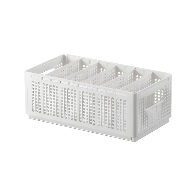 iMounTEK Foldable Storage Bins Stackable Storage Box Basket Drawers in White