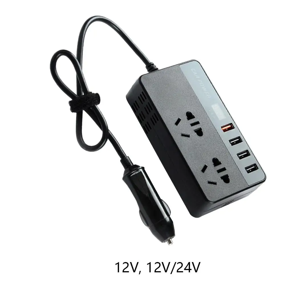 Car Inverter 4 USB Ports Car Plug Converter USB QC3.0 for Car Jump 