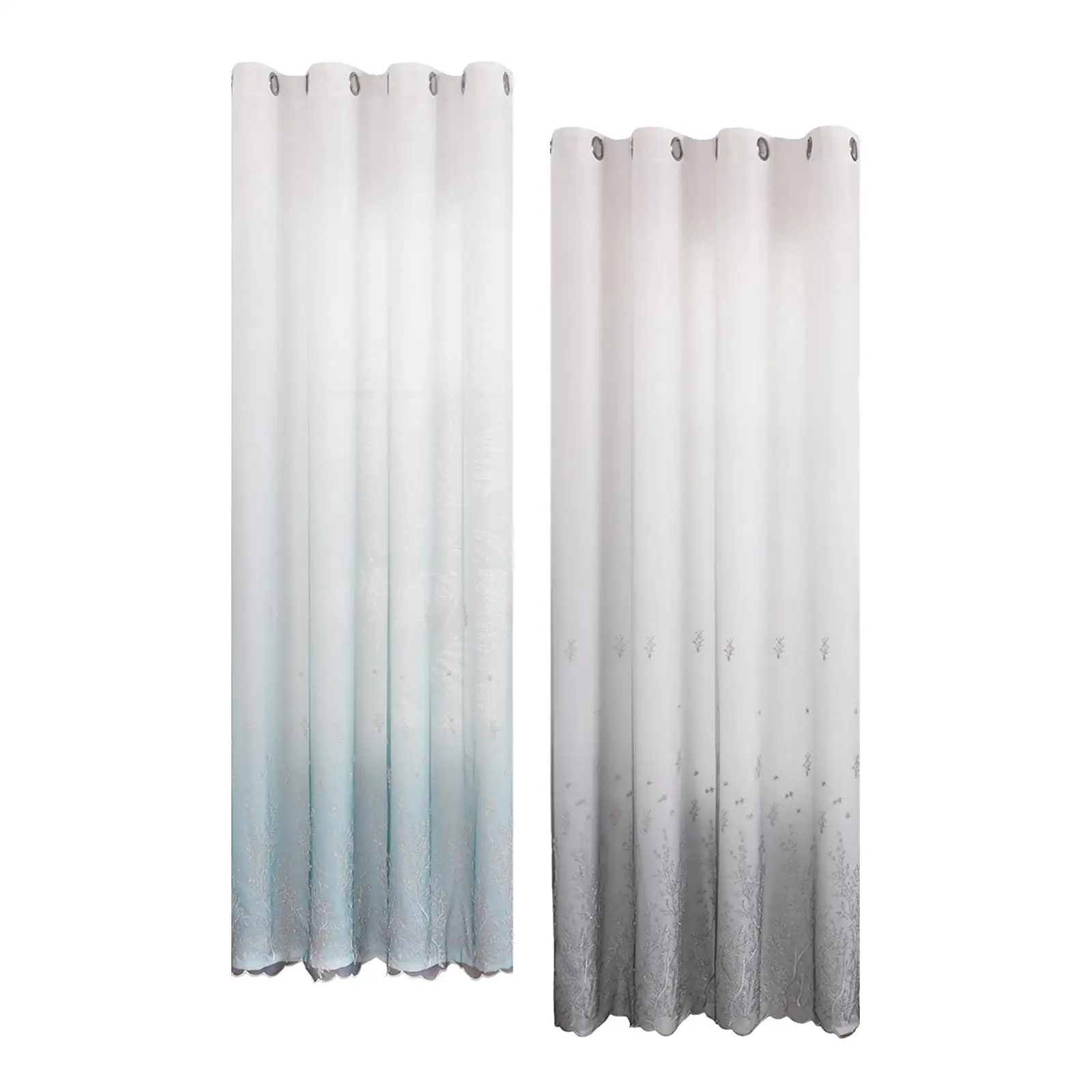 2Pcs Modern Blackout Curtains Window Draperies Darkening Noise Reduction Gauze Integrated Grommet Curtain for Bedroom Home