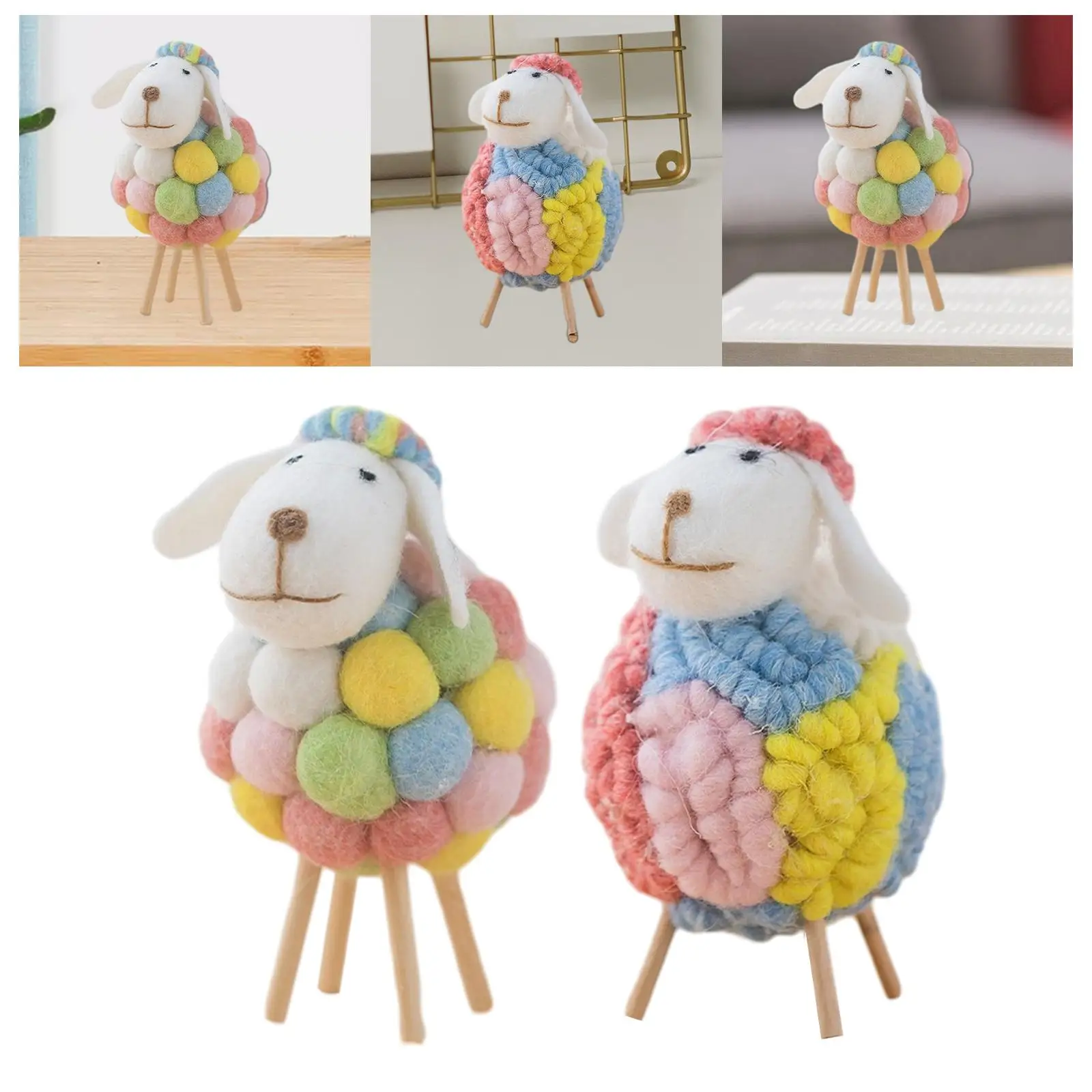 Felt Sheep Lamb Figurine Table Ornament Farm Animal Figurine for Kids Room