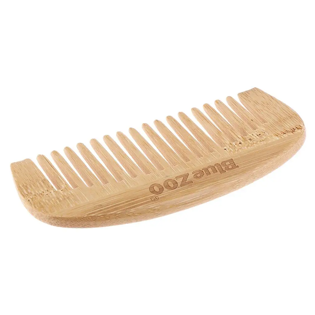 3X Natural Bamboo Beard Comb Pocket Anti-static Light Handmade Mustache Tool