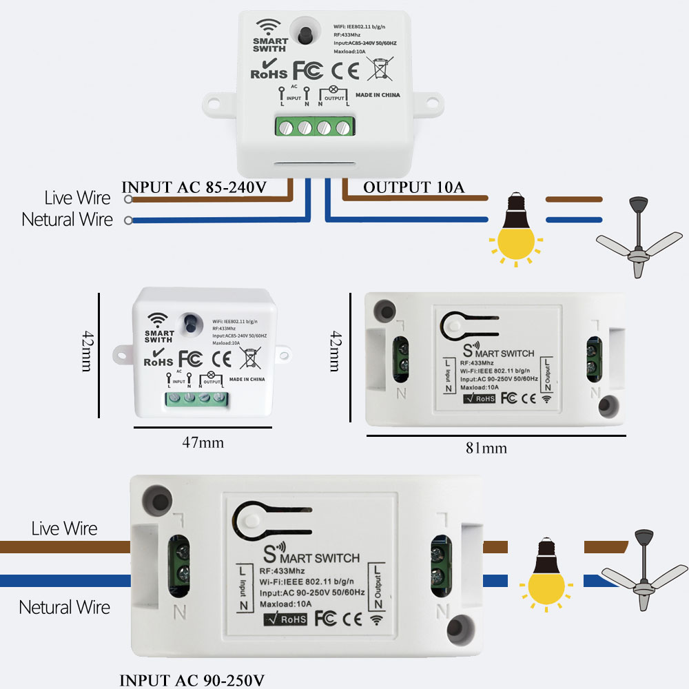 TEDELIGO-Interruptor de luz inteligente rf wi-fi, interruptor