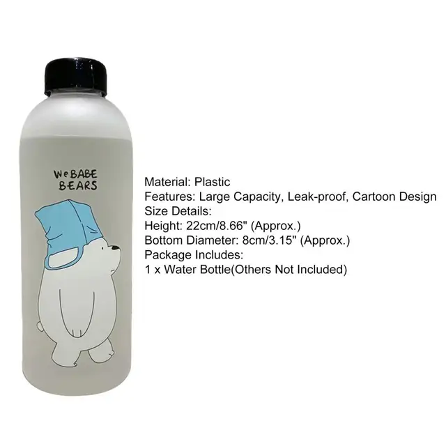 Cute Panda Bear Cup 1000ml Water Bottle Straw Transparent Water Bottle  Drinkw-uh
