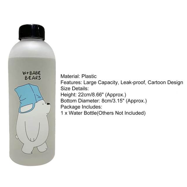 Cute Panda Bear Cup 1000ml Water Bottle Straw Transparent Water Bottle  Drinkw-uh