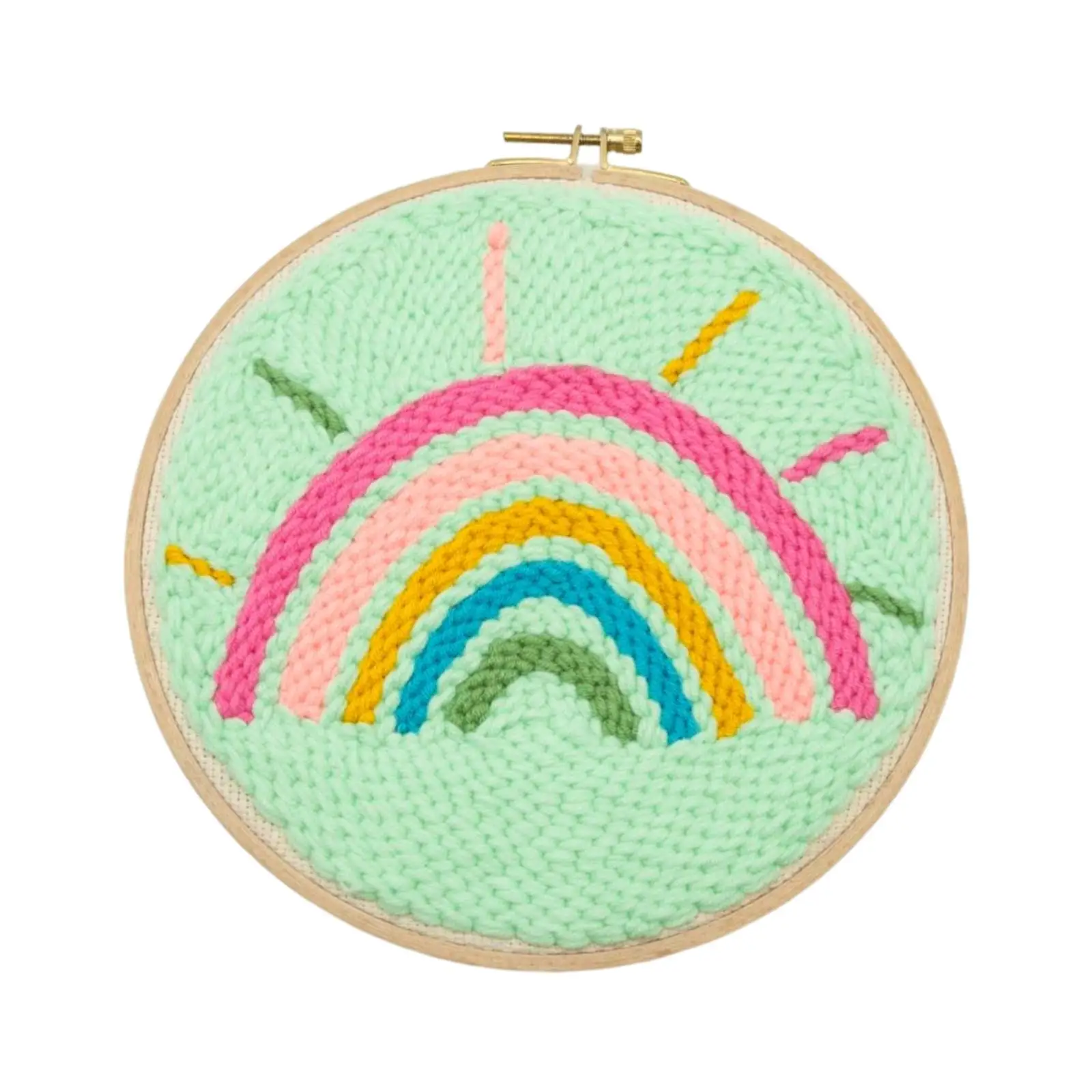 Punch Needle Embroidery Starter Kits Rainbow Embroidery Hoop Instructions Sewing Needlework Fabric Pattern Hand Craft Beginner