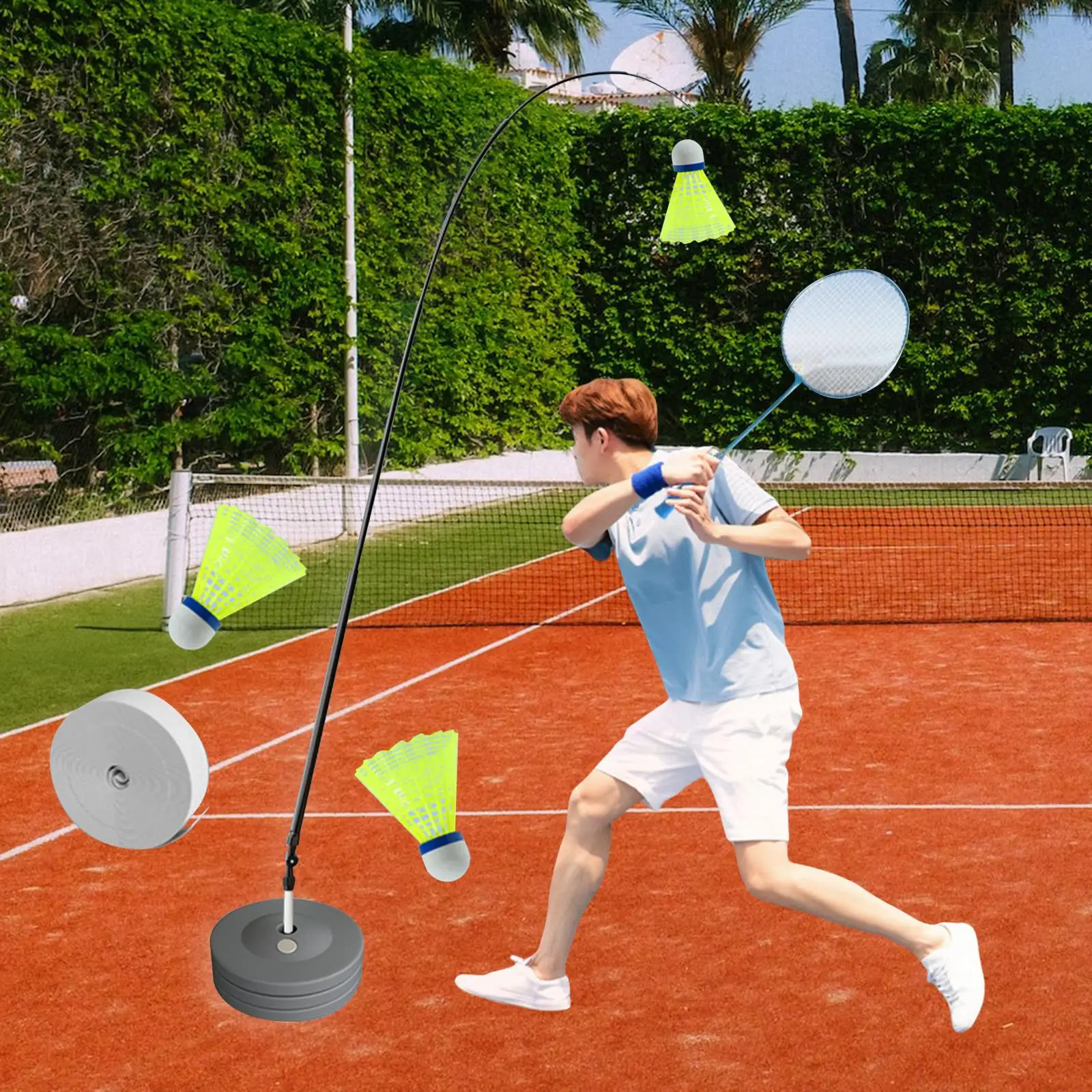 Self Practice Trainer Aid Badminton Training Device for Indoor Outdoor Exercise Kids Adults