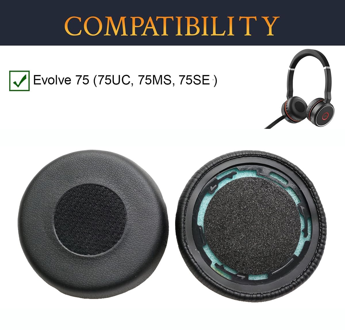 Jabra Evolve 75/75+ /75 UC / 75 MS / 75 SE Wireless Headphones HSC040W ear pads cushion foam