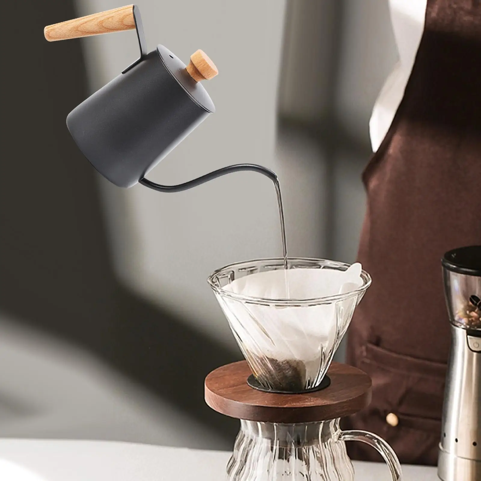 Drip Coffee Kettle Tea Kettle Ergonomic Handle Long Narrow Spout Pour over Coffee Kettle for Cafe Camping Outdoor Coffee Maker