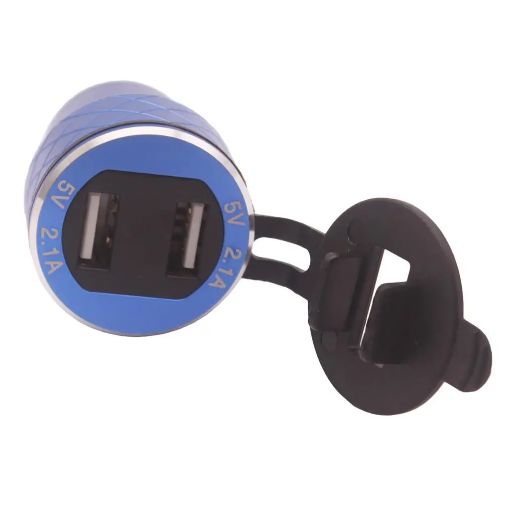 DIN to Dual USB Motorcycle Charger Socket Blue for F800 F700 R1200GS