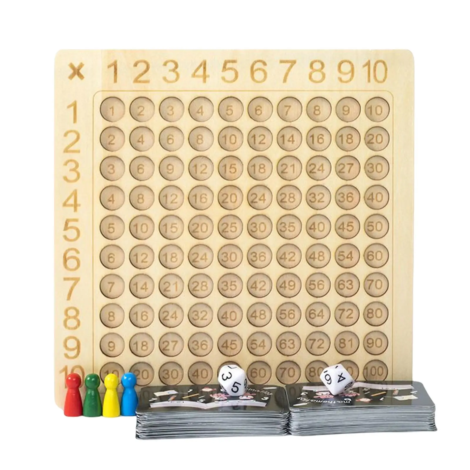 Wooden 99 Multiplication Table Math Board Game Arithmetic Teaching Aids Preschool Puzzle for Girls Boys Children Toddler
