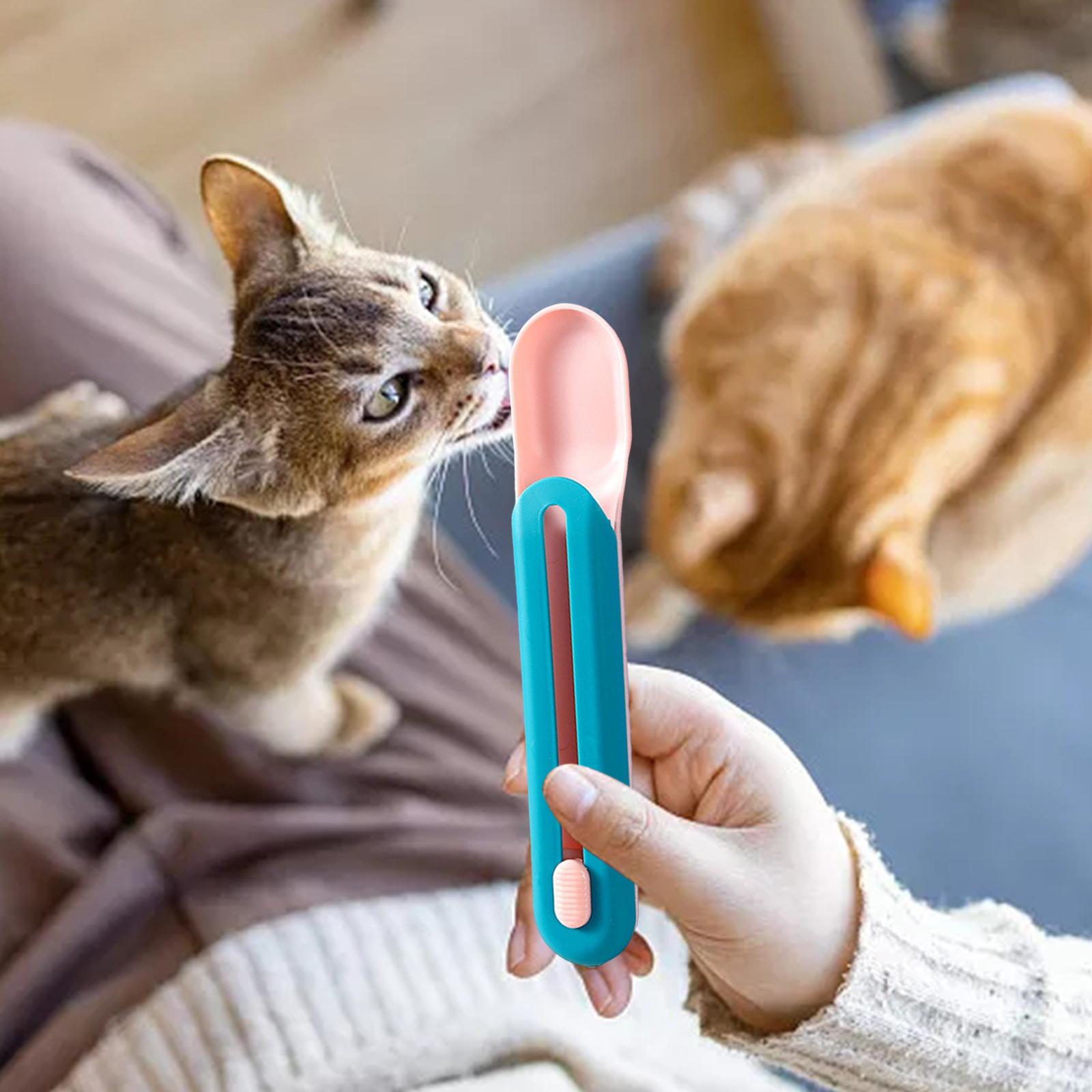 Cat Dog Treats Feeding Spoon Cat Strip Squeezer Puppy Kitty Liquid Food Feeder Plastic Pets Tableware Portable Cat Feeder