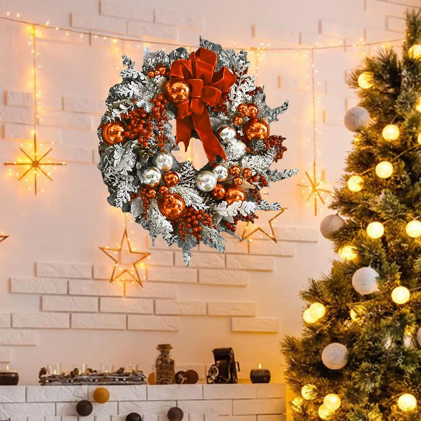 Christmas Wreath Christmas Hanging Wreath for Front Door Xmas Party Wall