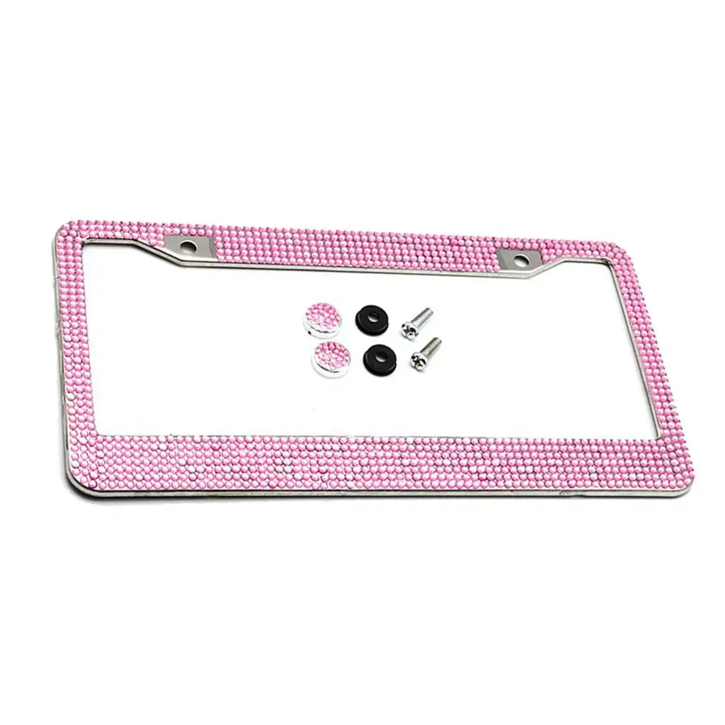 Bling Plate  for Women/Girl, Cars Plate Covers Tag Stainless Steel  All Standard US 