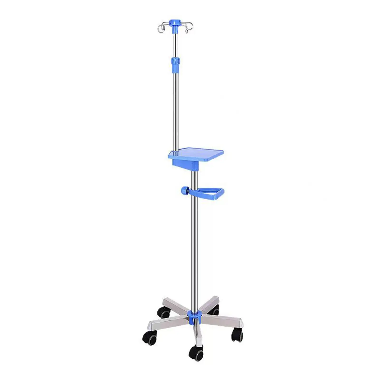IV Pole Stand Adjustable IV Bag Holder Stainless Steel with Wheels IV Bag Stand IV Stand for Service Centers Nursing Homes Beds