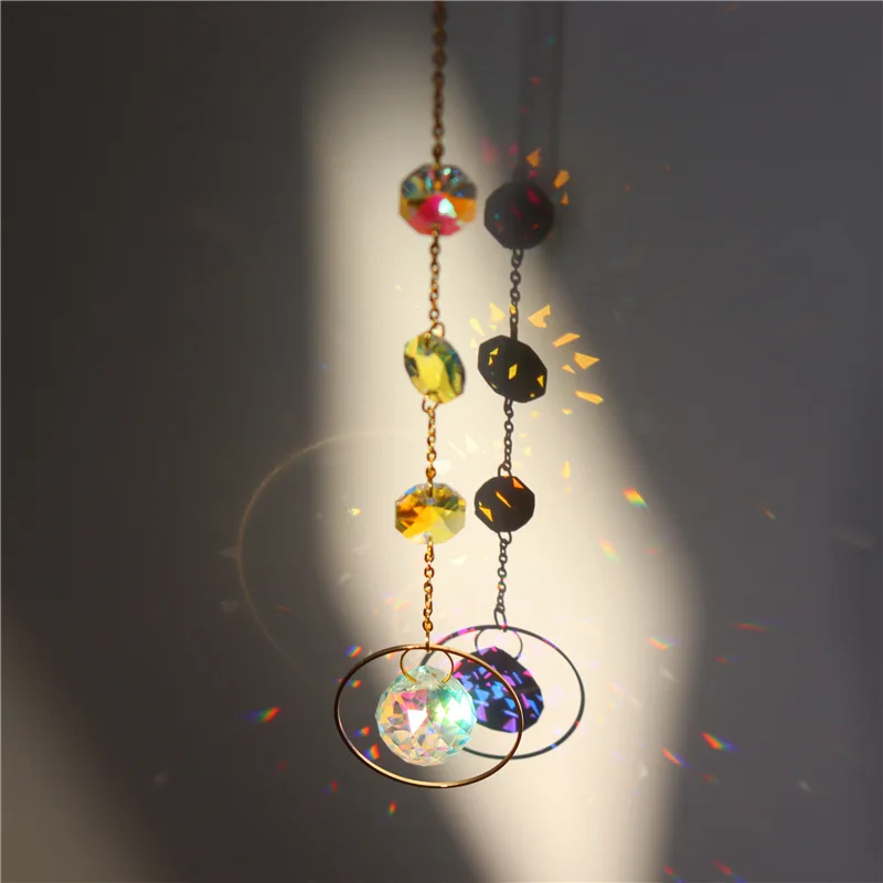 Description Picture 3 of itemSuncatcher Crystal Prism Ball Gold Moon Star Rainbow Sun Catcher Indoor Window Car Hanging Garden Decoration Gift