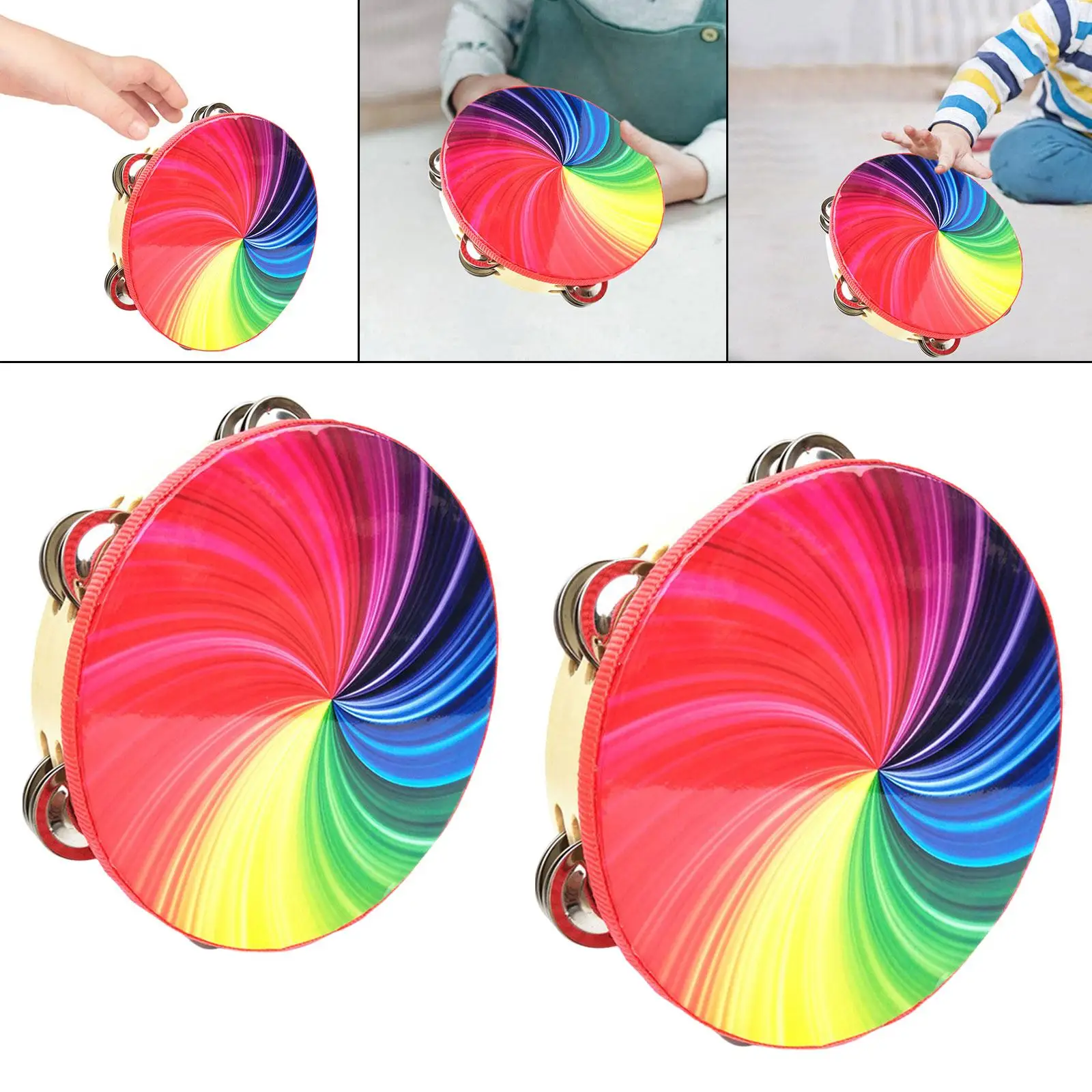 hand wooden Drum Rhythm Handbell Kids Drum for Party Supplies Girls Boys