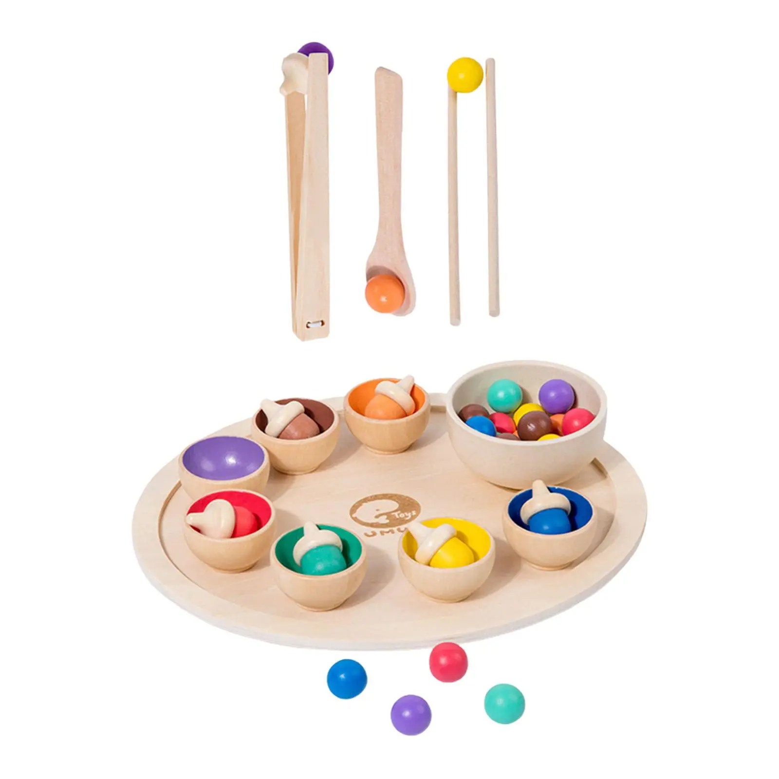 Montessori Bowls Toy Balls Matching Matching and Counting Toy Fine Motor Development Game Wooden Rainbow Toys for Toddlers Baby