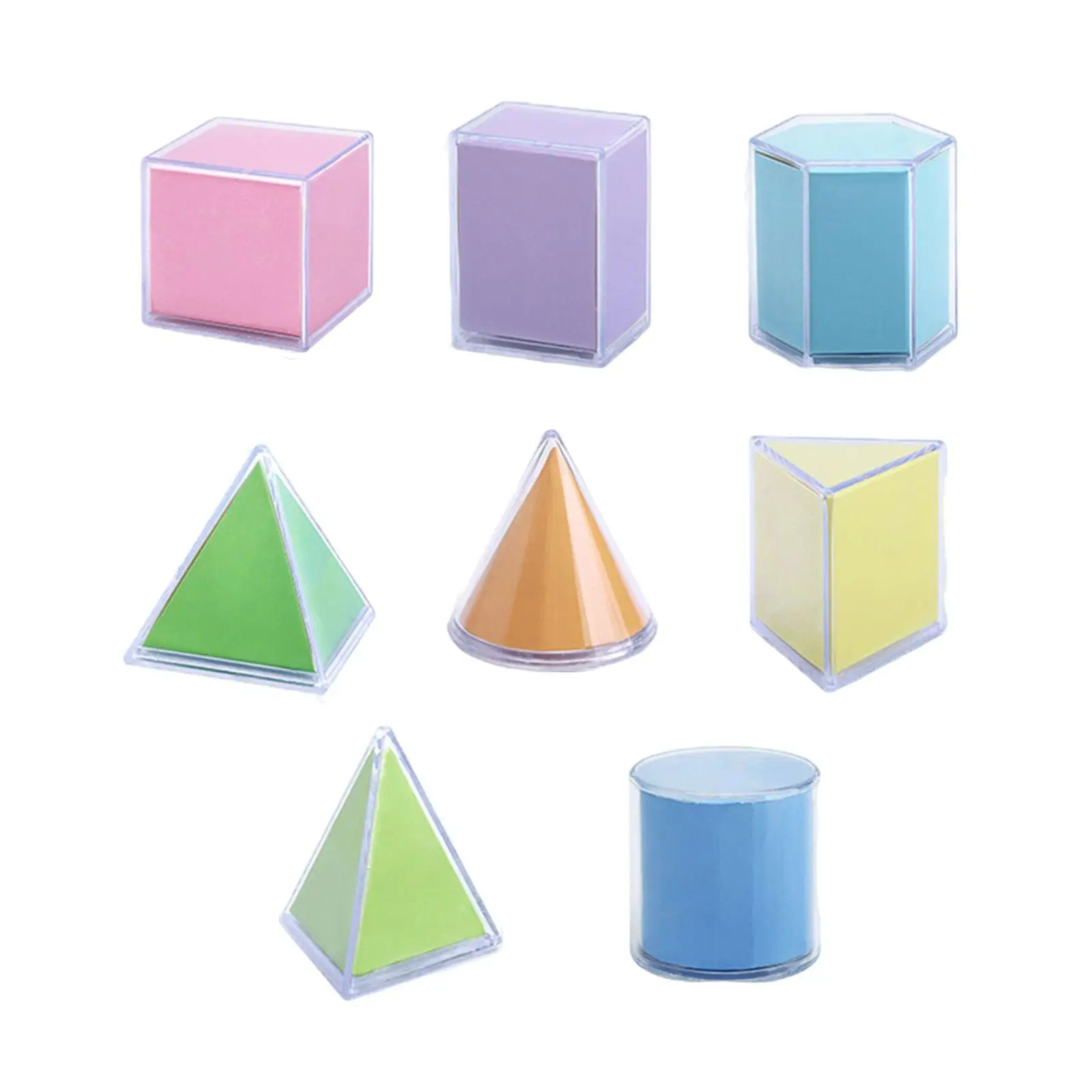 8 Pieces Transparent Geometric Shapes Blocks Montessori Toys Stacking Game Math