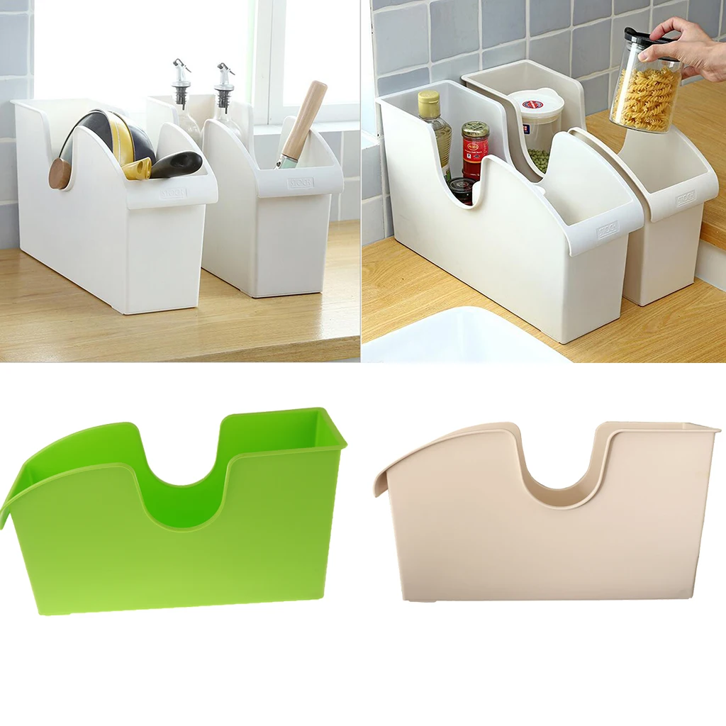 Plastic Cabinet Basket Organizer - for Kitchen, Bathroom, Bedroom, Office - 45.7cm x 14.5cm x 24.2cm