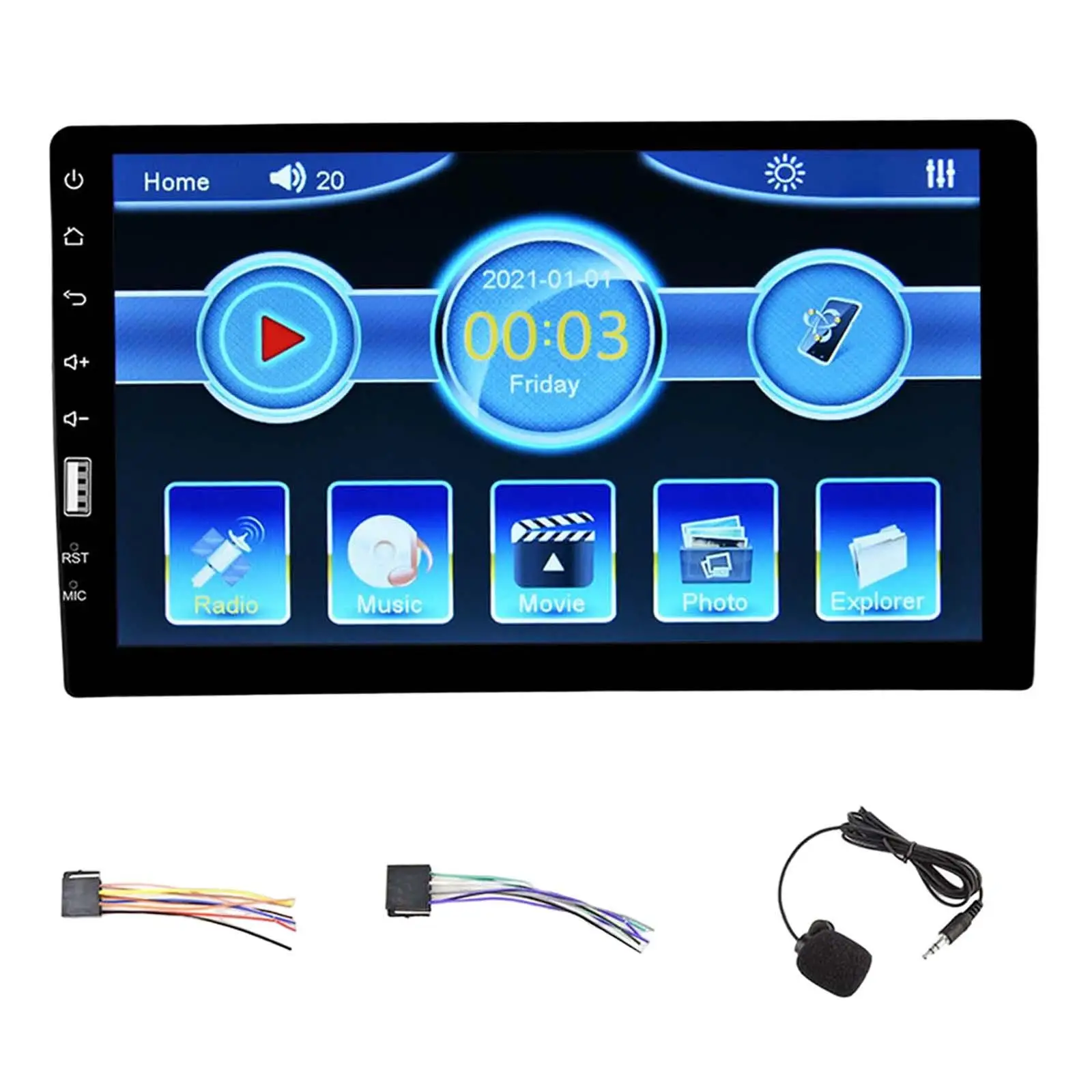 Vehicle Audio Receiver Handsfree Calling Camera Reversing Function FM Radio USB Multimedia Player for Auto Vehicles SUV Trucks