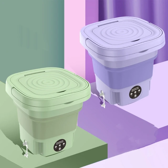 Lavadora plegable portátil con secador giratorio, Mini lavadora automática  de poco ruido para ropa interior, calcetines, centrifugadora, 8L -  AliExpress