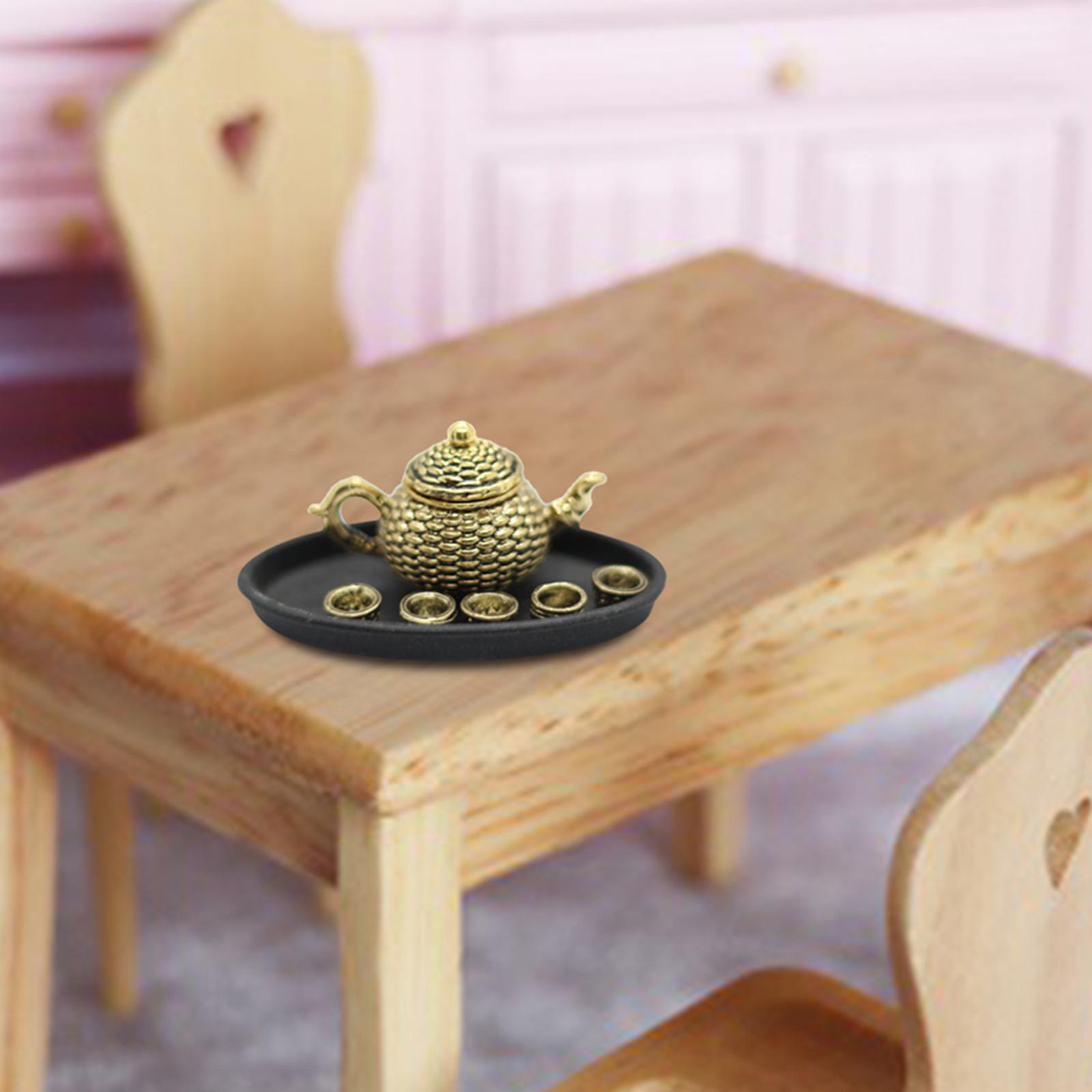 Dollhouse Tea cup Home Decoration Golden for House Decoration Doll Toy Supplies Boys Kids