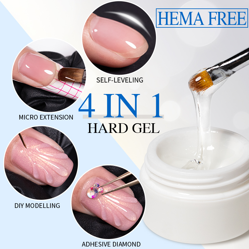 Best of PUENTE Hema Free Self-leveling Gel Nail Polish 15ML Clear Hard Gel Nail Extension Modelling Rhinestone Glue Soak Off UV Varnish Reviews & Tips