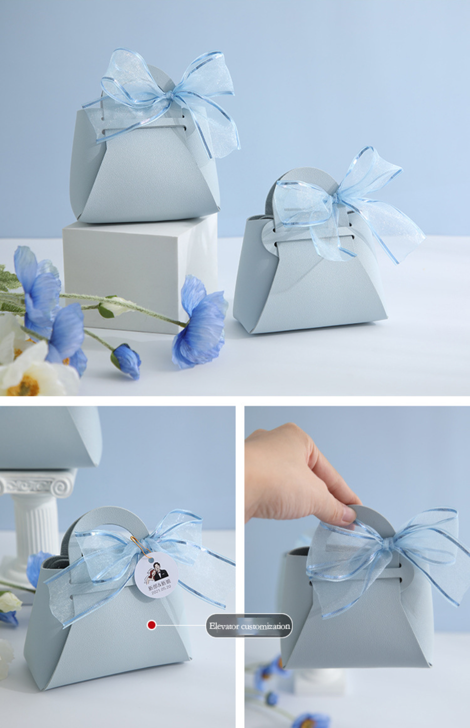 3PCS Leather Favour Bags with Scarf – Wedding Party Decoration, Baby Shower, Ramadan, E... - SKU LFB02117 - UGI Packaging