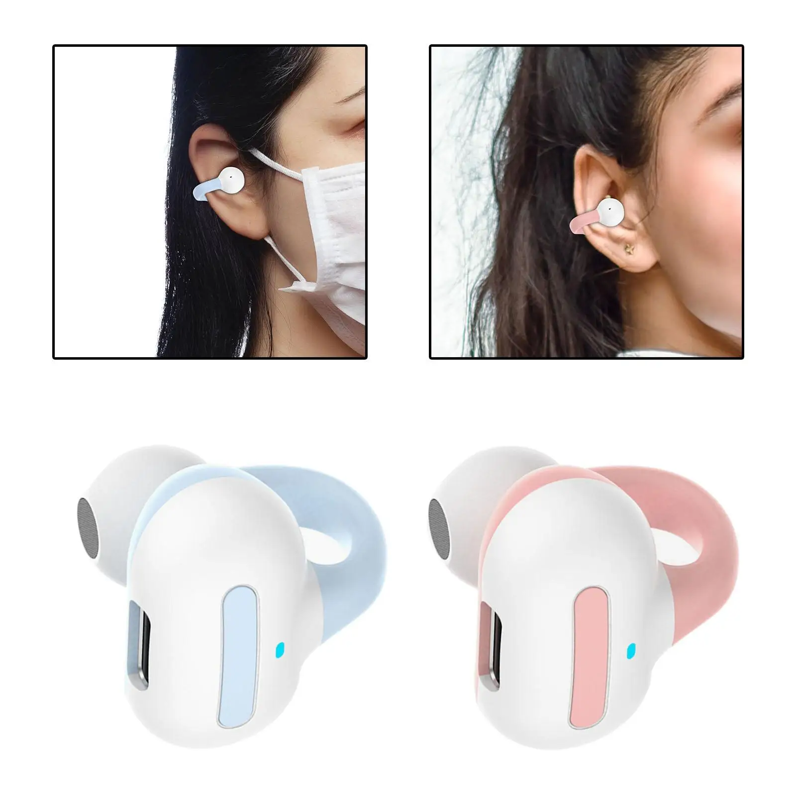 Open Ear Headphones Touch Control Waterproof Wireless Mini Wireless Ear Clip Headphones for Video Music Gym Running Clear Calls